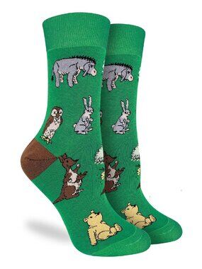 Women's Good Luck Sock | Pooh and Friends 100 Acre Wood Crew | NWT